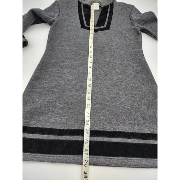 Soft Surroundings Runway Wool Blend Knit Tunic Sweater Velvet Trim Gray Size XS - Picture 8 of 10